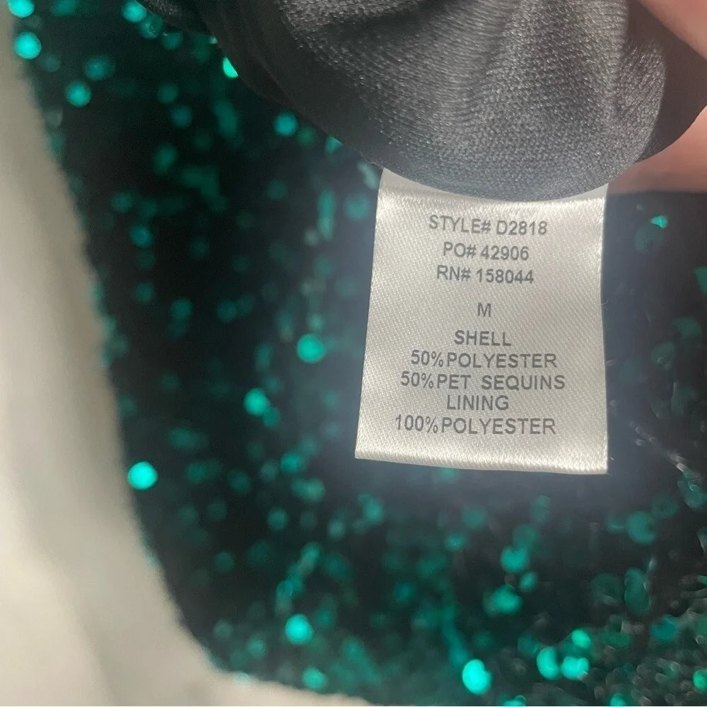 Altard State Candice Sequin Puff Sleeve Dress Green Hunter Black sz‎ M NWT Party